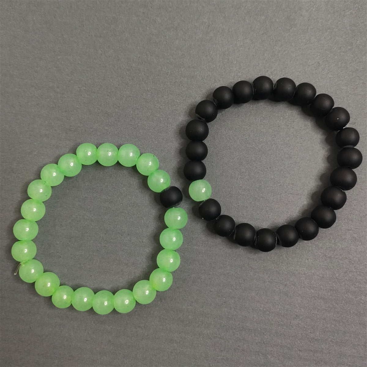 Shop by The Bro Code Black & Green Multi Beads with Stretchy Elastic  Adjustable Set of 2 Bracelets for Men